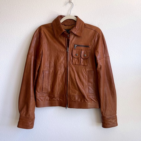 Theory Jackets & Blazers - Theory 100% Leather Brown Saddle Tan Jacket Small